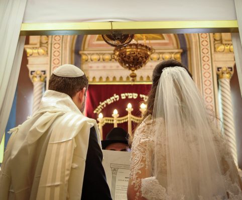 A Jewish couple get married at the Notre-Dame de Nazareth Synagogue, in Paris, France, on February 19, 2017. Photo by Serge Attal/Flash90 *** Local Caption *** ??? ????
????? ???
????
????
?????
??????
???
?????
?????