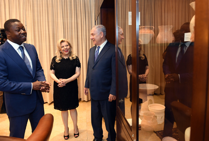 Prime Minister Benjamin Netanyahu and his wife Sara meet with President of Togo, Gnassingbe Eyadema, at the Prime Minister's House in Jerusalem, on August 7, 2017. Photo by Haim Zach / GPO *** Local Caption *** ??? ?????? ?????? ?????? ??????? ??? ?????? ????? ?? ???? ???? 
Gnassingbe Eyadema
?????? ??? ???? ??? ??????.