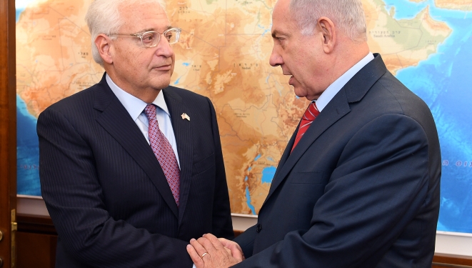 New US American to Israel David Friedman meets with Israeli prime minister Benjamin Netanyahu, at PM Netanyahu's office in Jerusalem on May 16, 2017. Photo by Matty Stern/US Embassy Tel Aviv *** Local Caption *** 


????? ???"? ?????? ??? ?????? ???? ?? ??? ?????? ?????? ??????