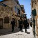 Ultra orthodox jewish men walk in the Old City of Tzfat on March 8, 2019. Photo by David Cohen/Flash90 *** Local Caption *** 
????
???
???
???
?????
????
?????