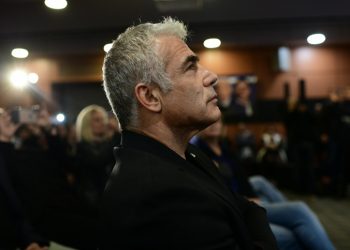 Yair Lapid , one of the leaders of the Blue and White Political alliance listening during a press conference in Tel Aviv on March 27, 2019. Photo by Tomer Neuberg/Flash90 *** Local Caption *** ???? ????
???? ??????
???? ???
????? ????????
??? ???????