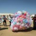 Palestinians protestors release ballons into the air at the site of a tent protest on April 9, 2018, on the Israel-Gaza border east of Khan Yunis in the southern Gaza Strip. Clashes erupted on the Gaza-Israel border a week after similar demonstrations led to violence in which Israeli force killed 19 Palestinians, the bloodiest day since a 2014 war. Photo by Abed Rahim Khatib/Flash90 *** Local Caption *** ??? ?????
???
????? ???
????????
???
???? ?????
??????
????
????
??????