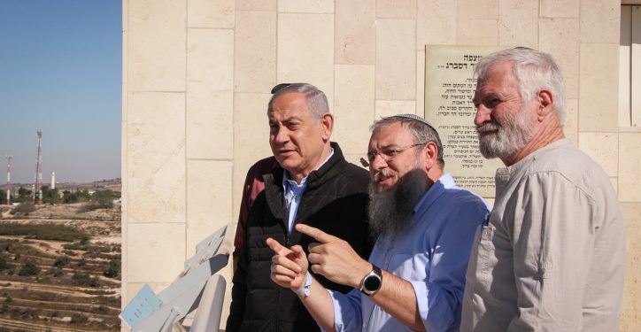 Prime Minister Benjamin Netanyahu with Gush Etzion Regional Council Chairman Shlomo Ne'eman as he visits the Jewish settlement of Alon Shvut, in Gush Etzion, in the West Bank, on November 19, 2019. Netanyahu's visit comes following the USA declaration that Israeli settlements on occupied Palestinian land are not necessarily illegal, in a dramatic break with decades of international law, US policy and the established position of most US allies. Photo by Gershon Elinson/Flash90 *** Local Caption *** ??? ??????
?????? ??????
????
???????
???? ????
??? ?????
?????
?????????
?????
????? ?????
??????
?? ????
????
??? ????? ??? ????? ???? ????
??? ??????  ??? ?????? ???? ?????