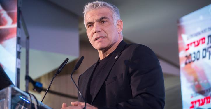 Blue and White parliament member Yair Lapid speaks at the Maariv conference in Herzliya, on February 26, 2020. Photo by Miriam Alster/Flash90 *** Local Caption *** ??? ?????
???? ????
???? ???