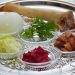 Passover Seder Plate with The seventh symbolic item used during the seder meal on passover Jewish holiday.