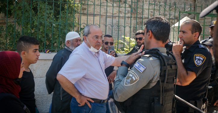 MK Ahmad Tibi seen outside the Temple Mount, also known as Haram al Sharif, in Jerusalem's Old City, July 18, 2021. Photo by Jamal Awad/Flash90 *** Local Caption *** ?? ????
?? ????
???? ????
??????
????? ??????
?????
??????
??????
?????
???? ???
???? ????
