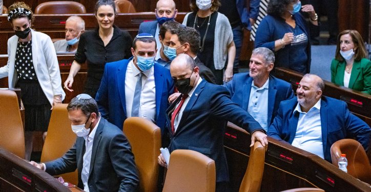 Israeli Prime Minister Naftali Bennett attends a plenum session in the assembly hall of the Israeli parliament, on July 12, 2021. Photo by Olivier Fitoussi/Flash90 *** Local Caption *** ?????
????
????? ???
??? ??????
????
40 ??????