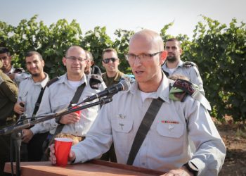 Lt.-Col Sharon Asman seen  at a ceremony welcoming him as the new IDF Etzion Brigade commander, replacing Col. Roman Gofman (not seen). July 06, 2017. Photo by Gershon Elinson/FLASH90 *** Local Caption *** ???? ?????? ???? ??"? ???? ???? ????