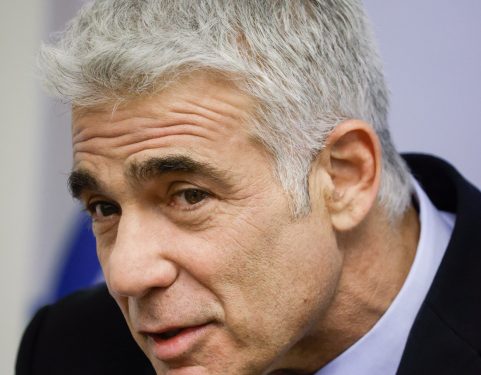 Head of the Yesh Atid party Yair Lapid speaks during a faction meeting at the Knesset, the Israeli parliament in Jerusalem, on June 21, 2021. Photo by Olivier Fitoussi/Flash90 *** Local Caption *** ???? ????
?? ????
????
????