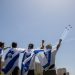 People watch the military airshow during Israel's 73d Independence Day celebrations in Saker Park in Jerusalem, April 15, 2021. Photo by Yonatan Sindel/Flash90 *** Local Caption *** ???
??????
??? ???????
?? ????
???
??
?????
???