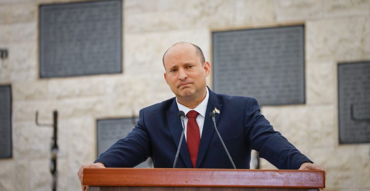Israeli Prime Minister Naftali Bennett looks during a state memorial ceremony for victims of terror, at Mount Herzl military cemetery in Jerusalem, May 4, 2022. Photo by Olivier Fitoussi/Flash90 *** Local Caption *** ??? ???????
??? ??? ??????? ????? ?????? ????? ??? ????
????? ???
??? ??????