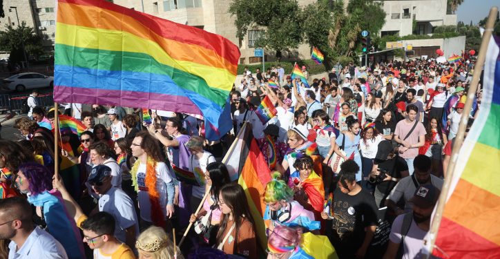 Thousands take part in the annual Gay Pride Parade in Jerusalem, on June 2, 2022. Photo by Yonatan Sindel/Flash90 *** Local Caption *** ???? ??????
????
?????
???????